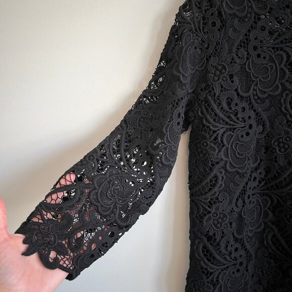 J. Jill Lace Blouse 3/4 Sleeve Top Built in Lining Black XS NWT - Picture 2 of 6